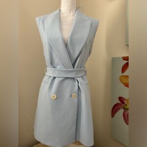Zara Light Blue Double-Breasted Mini Dress